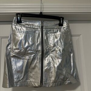 love, Fire Metallic Silver Mini Skirt